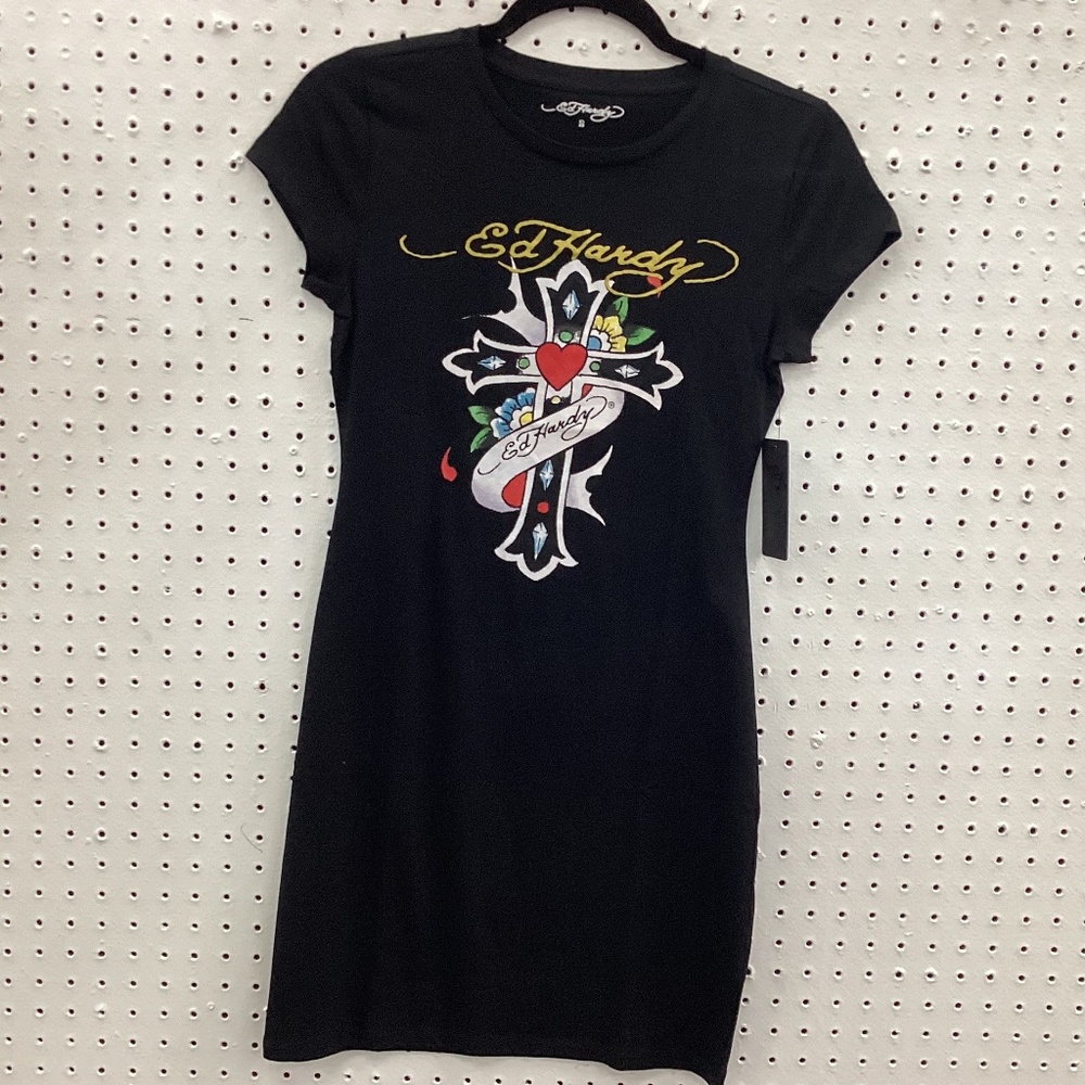 Ed Hardy Design Dress, Size Medium, Color Black Multi Color NWT